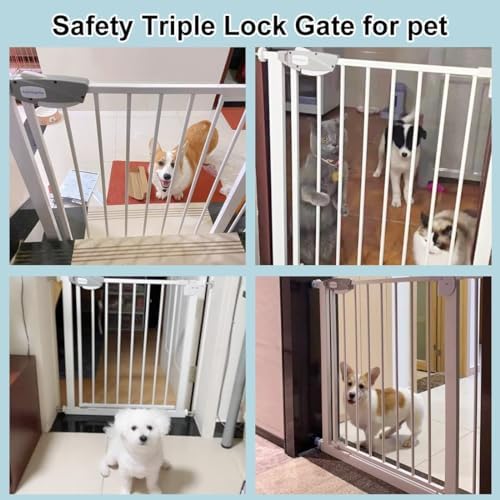 WAOWAO white steel safety gate tension bolts pressing securely against a wall without drilling