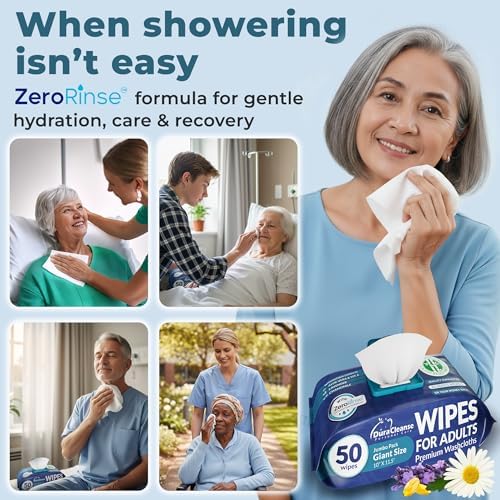 Two pack of Dura Cleanse rinse free disposable adult washcloths showing packaging details.