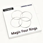 Cooplay 4 count magic rings package contents including the iron rings and instructional guide.