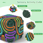 An adult using the Accevo 3D sensory board to relieve stress and improve hand finger dexterity.