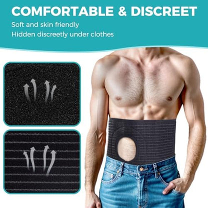ENLUNTRA urostomy pouch stabilizer belt showing the close up of the flexible elastic bands.