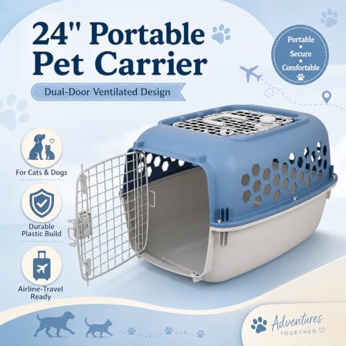 Secure squeeze latch mechanism on the front gate of a plastic dog carrier