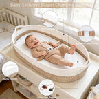 Folded premium cotton rope Moses basket changing mat showing travel portability and lightweight design