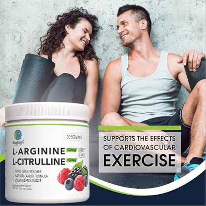 Scoop of BlueEarth Company nitric oxide booster powder