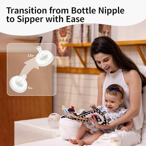 Pigeon wide neck bottle conversion kit with integrated gravity ball straw attachment