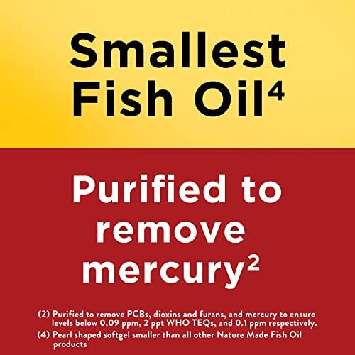 Authentic Nature Made Omega 3 Fish Oil Pearls capsule size comparison view