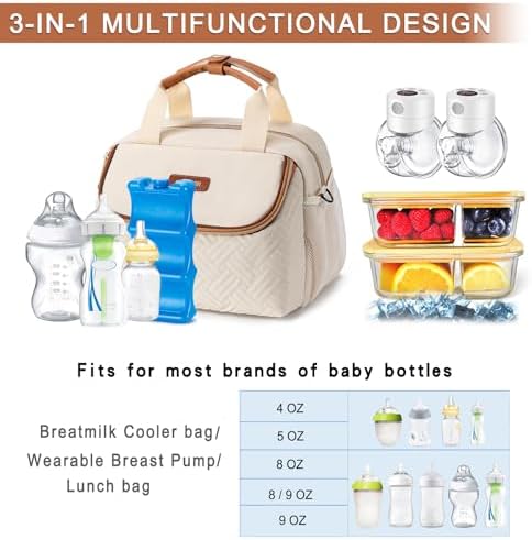 Side profile of Babeyer breastmilk cooler bag showing bottle storage capacity
