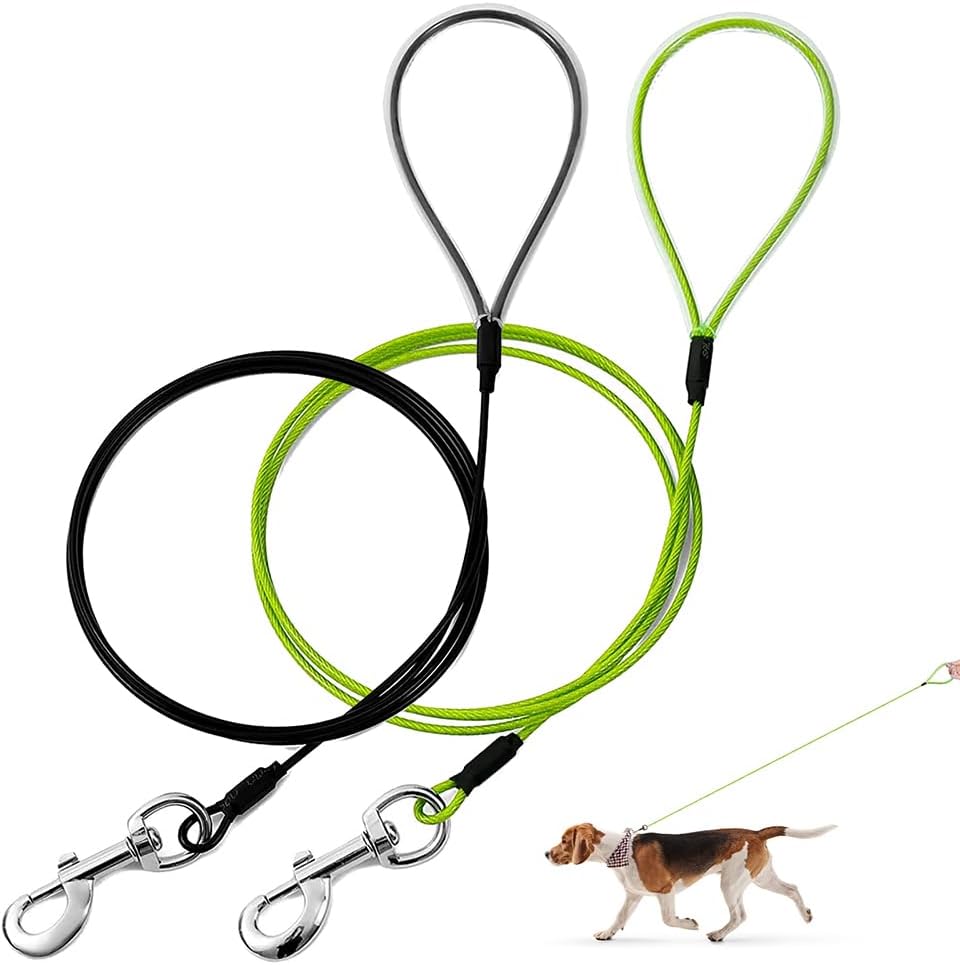 Chew Proof Dog Leash,6FT Metal Cable Lead,Heavy Duty Leash Made of Coated Wire Rope,Chew Resistant,Great for Large Dogs and Teething Puppies (Black+Blue, 6ft) - Image 15