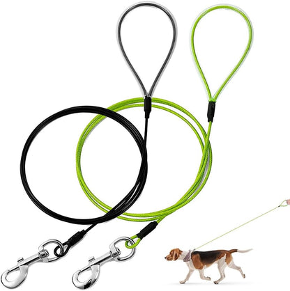 Chew Proof Dog Leash,6FT Metal Cable Lead,Heavy Duty Leash Made of Coated Wire Rope,Chew Resistant,Great for Large Dogs and Teething Puppies (Black+Blue, 6ft) - Image 15