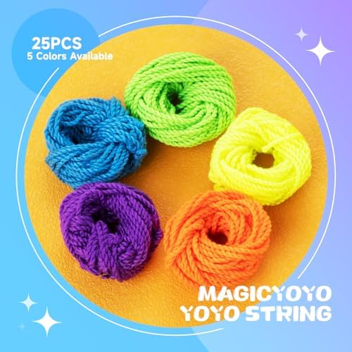 MERISHOPP pure polyester 24 strand replacement strings laid out in blue green yellow orange and purple options.