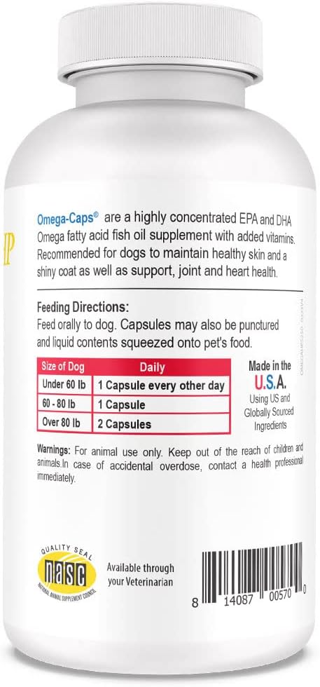 Omega-Caps HP fish oil supplement ingredients and nutrition panel