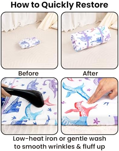 Toddler using the washable dinosaur pattern nap mat during daycare preschool rest time