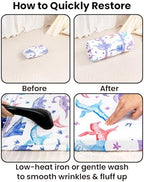 Toddler using the washable dinosaur pattern nap mat during daycare preschool rest time