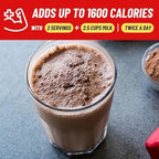 Naturade weight gain drink mix prepared in a glass with whole milk for maximum calories.