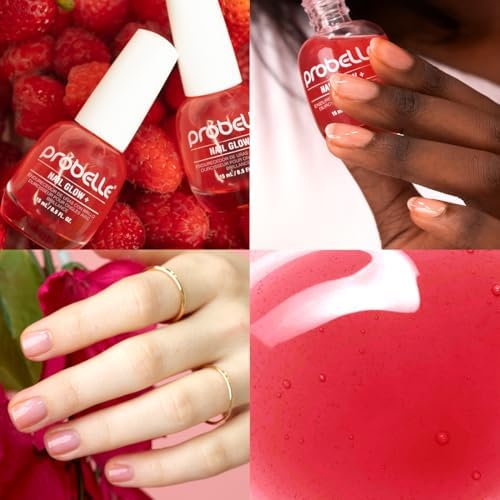 Close up of Probelle nail strengthener branding and label details