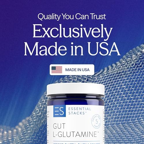 Essential Stacks L-Glutamine powder dietary supplement packaging