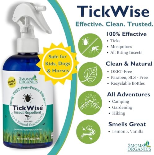 3Moms Organics TickWise DEET free insect spray bottle for family protection