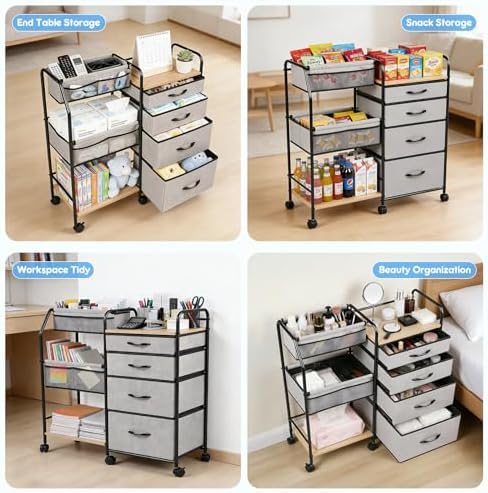 Fabuday multipurpose organizer cart transitioning into a stylish living room book and snack station.