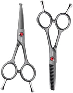4.5" Curved Dog Scissors for Grooming Face and Paws with Safety Round Tip for Small Dogs Face Paw Ears Trimmer Professional Small Cat Grooming Shears (4.5" Curved, Gray) - Image 11