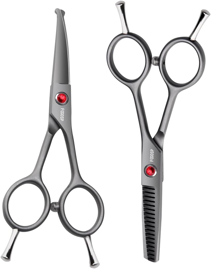 4.5" Curved Dog Scissors for Grooming Face and Paws with Safety Round Tip for Small Dogs Face Paw Ears Trimmer Professional Small Cat Grooming Shears (4.5" Curved, Gray) - Image 11
