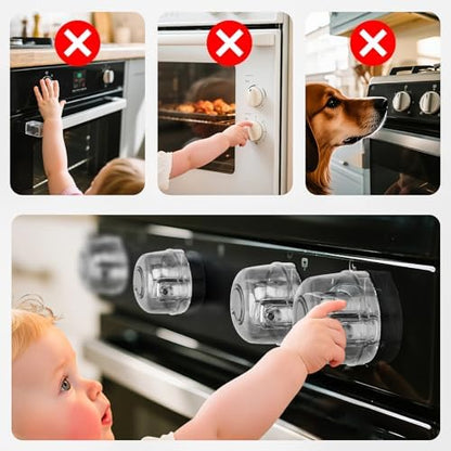 Transparent baby safety stove knob guard close up
