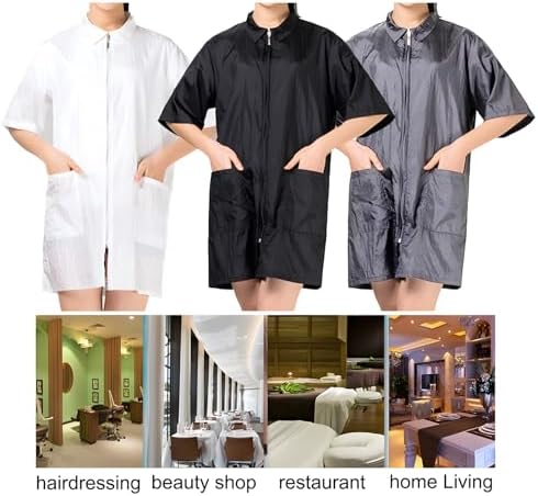 TOPTIE Unisex Barber Uniform Smock in red medium size worn during salon styling sessions