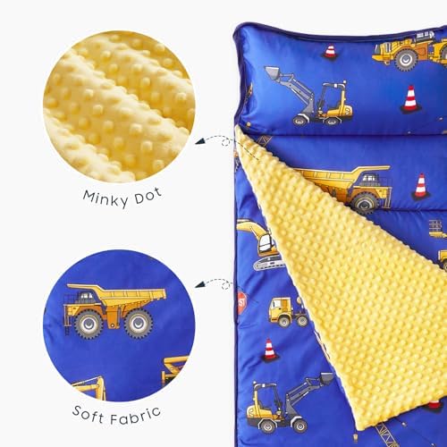 Wake In Cloud premium microfiber toddler nap mat laid flat showing the full fifty-three inch length overview