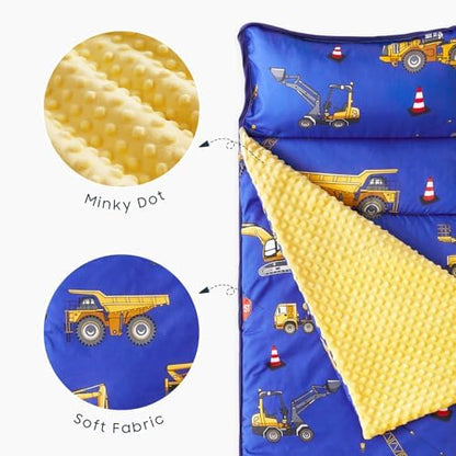 Wake In Cloud premium microfiber toddler nap mat laid flat showing the full fifty-three inch length overview
