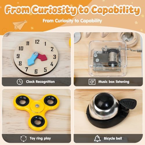 Detailed view of the locks latches and buckle attachments for motor skill practice