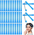 Blue plastic hair perm rods front view showing ventilated styling holes.
