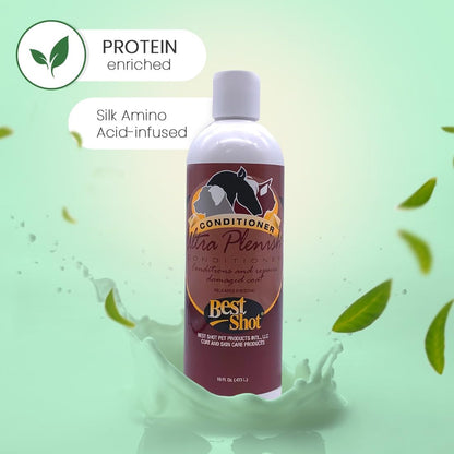 Best Shot Ultra Plenish 16 ounce bottle suitable for dogs cats and horses.