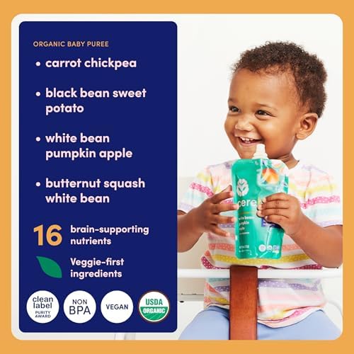 Cerebelly Organic Baby Food Pouches Variety Pack, Veggie & Bean Purees, 16 Nutrients, No Added Sugar, Fiber & Non-GMO, 4oz, 8 Pack - Image 5