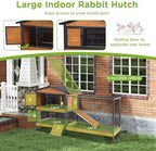 GUTINNEEN 2-Story Rabbit Hutch with Chew-Proof Full Metal Frame for Indoor/Outdoor - 62" Bunny Cage with 6 Locking Casters & 2 Pull-Out Trays for Rabbits, Guinea Pigs, Small Pets (Brown) - Image 7