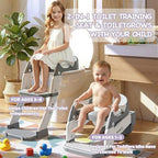 Foldable baby potty chair with adjustable height legs and side handles shown half folded