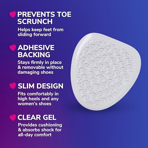 Close up of the soft gel material designed to prevent toe scrunch in wedges.
