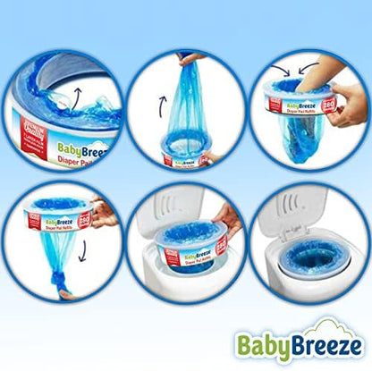 BabyBreeze Diaper Pail Refill Bags Compatible with Playtex Diaper Genie Pails Odor Absorbing Diaper Disposal Trash Bags - 1400 Count (5-Pack) - Image 6