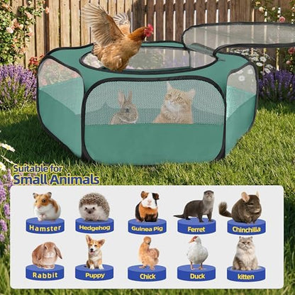 Small Animal Playpen with Mesh Cover & Waterproof Bottom Cat Tent Chicken Brooder Rabbit Guinea Pig Cage Playpen for Small Animals Indoor Outdoor Use - Image 5
