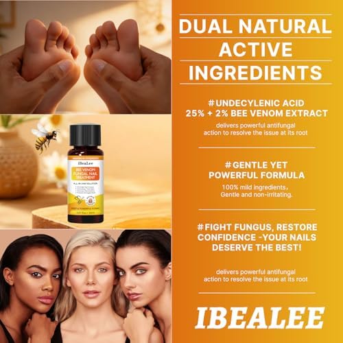 Topical bee venom solution being applied to a damaged fingernail.