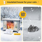 Coziwow 25" Insulated Cat House Bunny Hutch for Outdoor & Indoor Use - Solid Wood Rabbit Cage with Winter Warm Liner, Lightweight Weatherproof Shelter for Cats, Rabbits, Small Animals (Gray) - Image 6