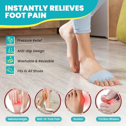 Pair of blue gel metatarsal pads for bunion support