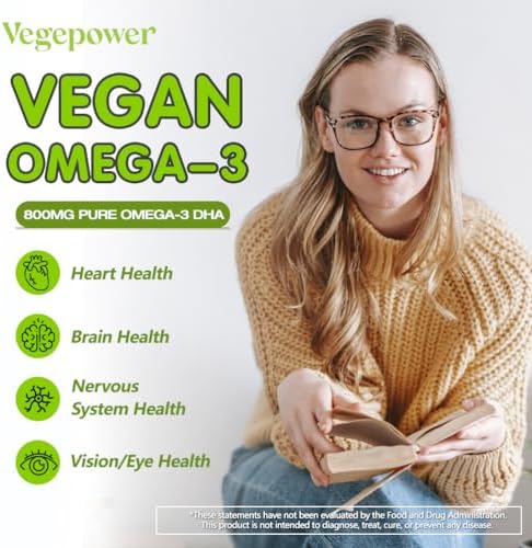 Authentic USA imported VEGEPOWER prenatal algal DHA 90 vegan softgels container close up