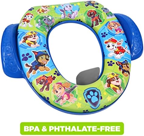 Soft contoured splash guard attached to the blue Nickelodeon potty seat base.