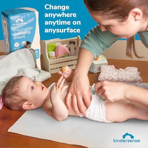 Kindersense diaper changing pads stack showing thin compact design