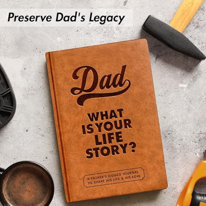 Open pages of Bravebug journal with writing space for dad