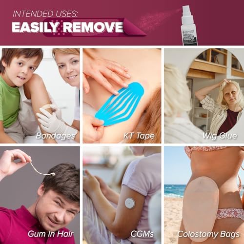 Silicone based sting free skin adhesive remover spray bottle