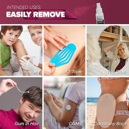 Silicone based sting free skin adhesive remover spray bottle