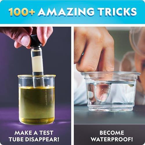 Kids performing science magic experiments with chemical powders