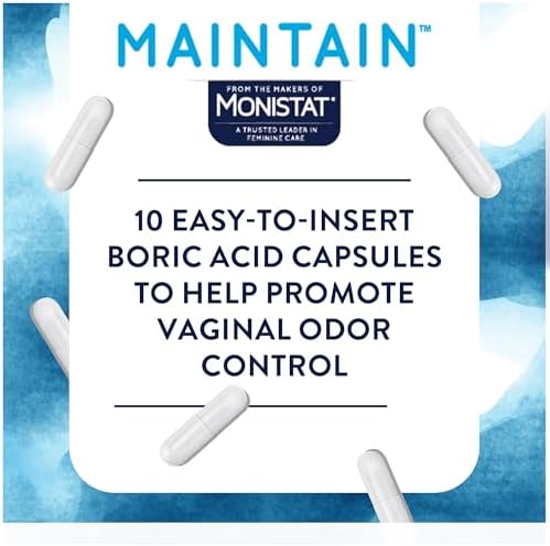 Close up of Monistat 600mg boric acid suppositories and individually wrapped feminine wipes