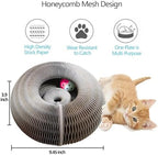 Enkman Kitty Kurlz cat scratcher being folded into a compact lounge bed shape for pet resting