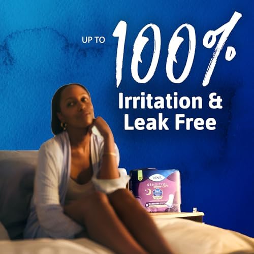TENA 5 in 1 SkinComfort formula overnight incontinence pads stack display